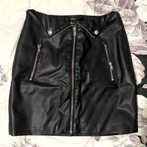 Faux black leather mini skirt